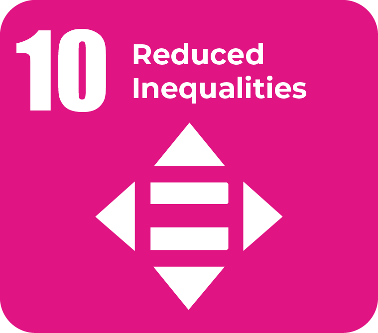 SDG 10 Reduced Inequalities icon representing equal opportunities and social inclusion